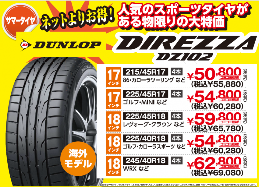 MOST DESH レア 限界突破】18インチのスポーツタイヤがこの価格！？驚愕の「DIREZZA